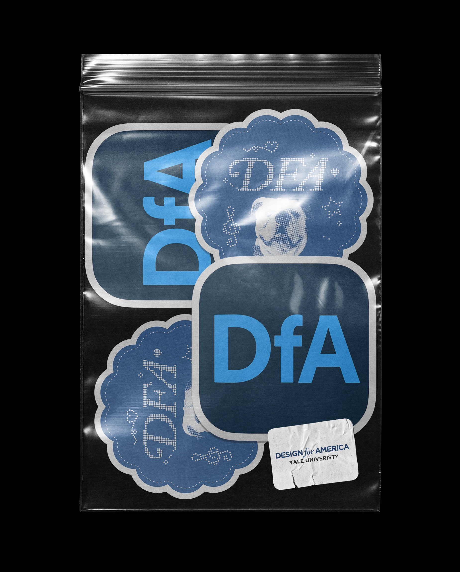 DFA Bulldog Days sticker sheet in a plastic bag